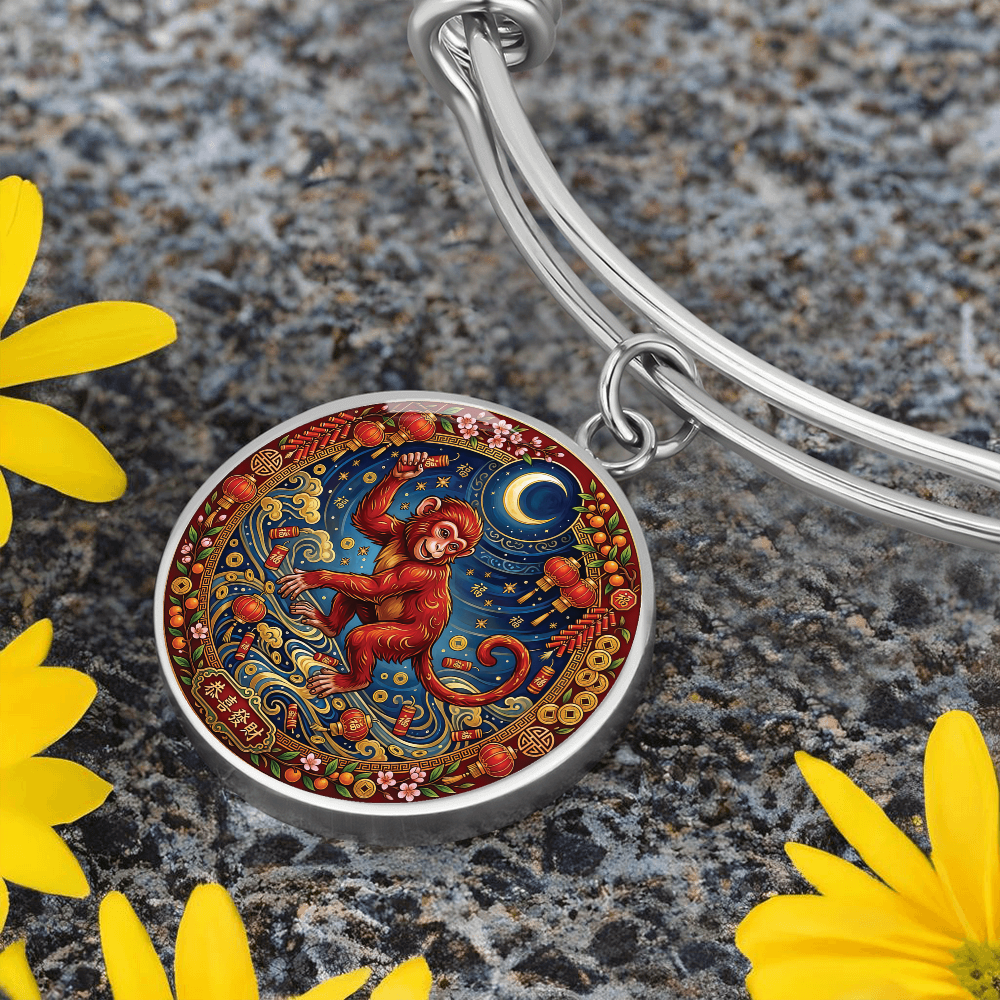 Year of The Monkey Bracelet - Chinese Zodiac Animal Charm Pendant Jewelry