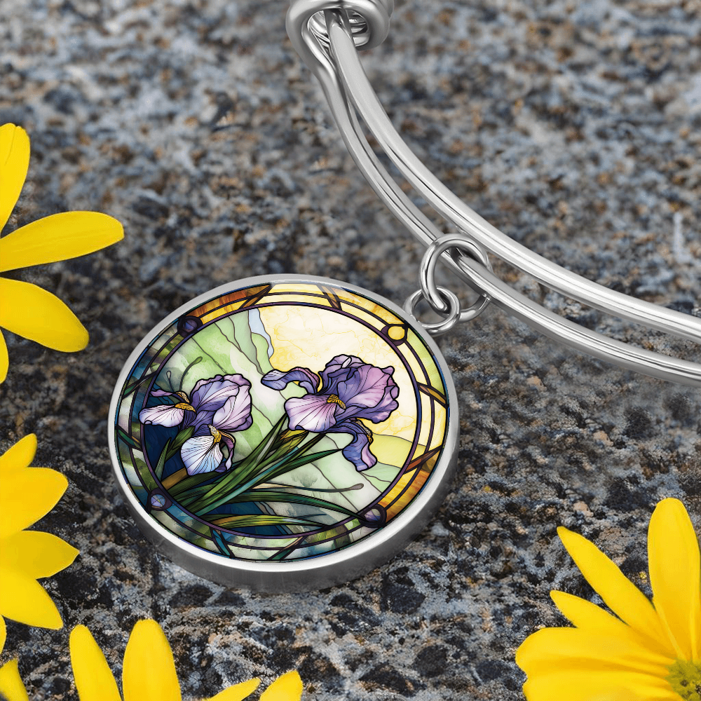 Iris Bracelet - February Birth Flower Pendant Jewelry