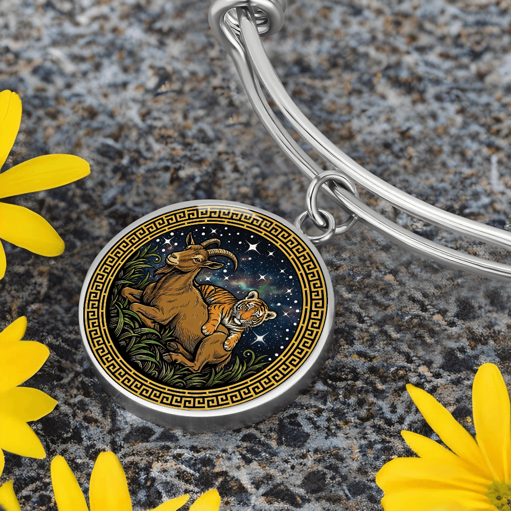 Tiger & Goat Bracelet - Couples Chinese Zodiac Animal Pendant Jewelry