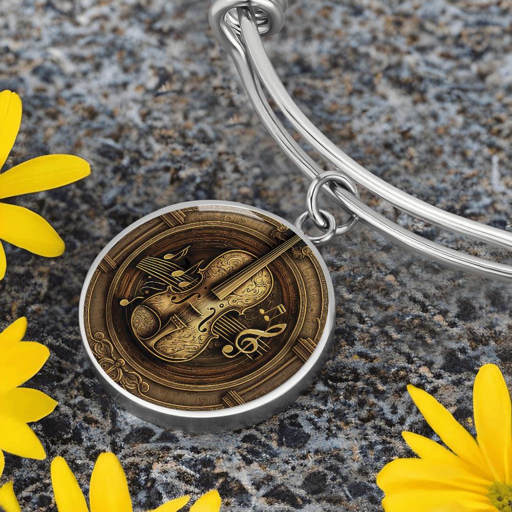 An elegant silver pendant Violet Bracelet. The colors are brown, black and tan. This jewelry offers personalization with an engraving option for a name.