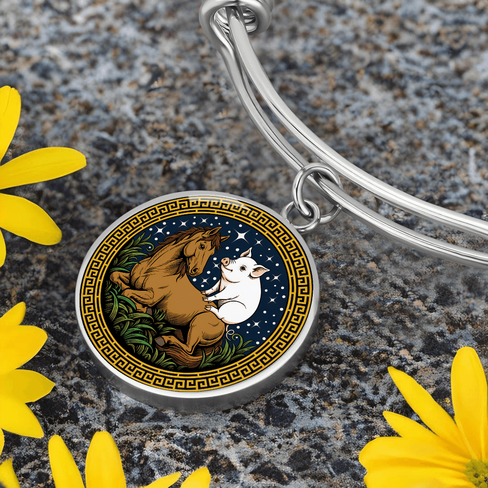 Pig and Horse Bracelet - Couples Chinese Zodiac Animal Pendant Jewelry