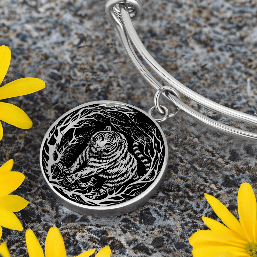 Silver Tiger Bracelet - Forest Charm Pendant Jewelry