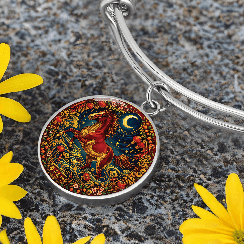 Year of The Horse Bracelet - Chinese Zodiac Animal Charm Pendant Jewelry