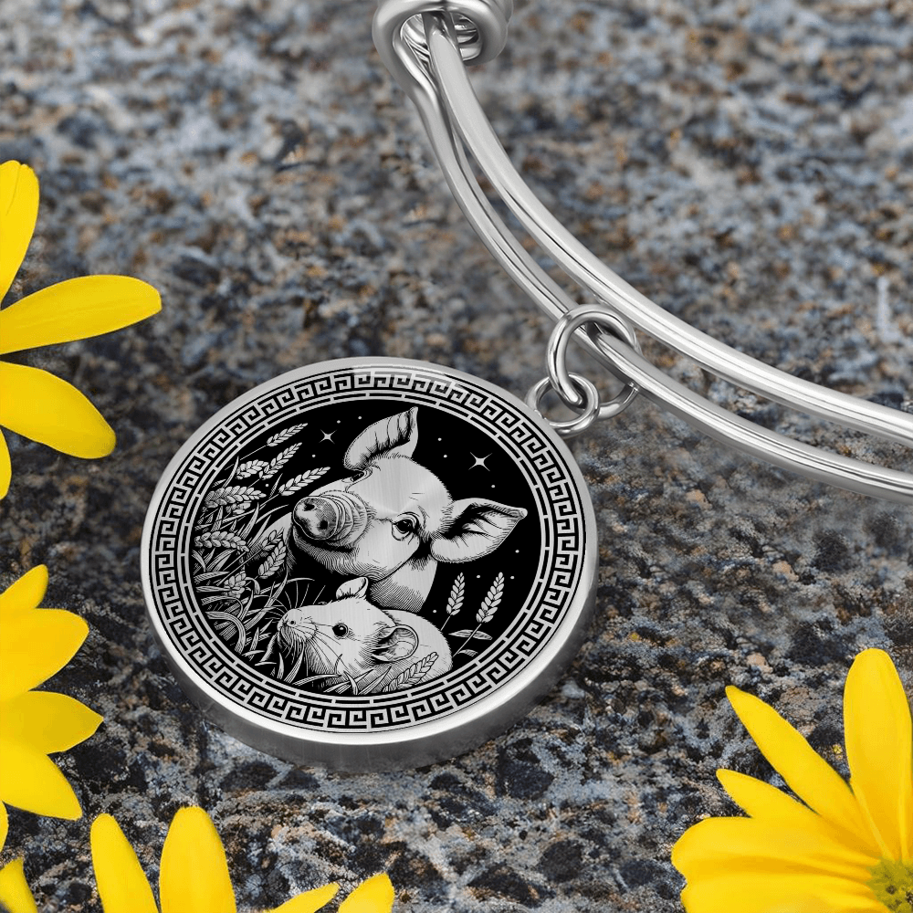 Rat & Pig Bracelet - Couples Chinese Zodiac Pendant Jewelry