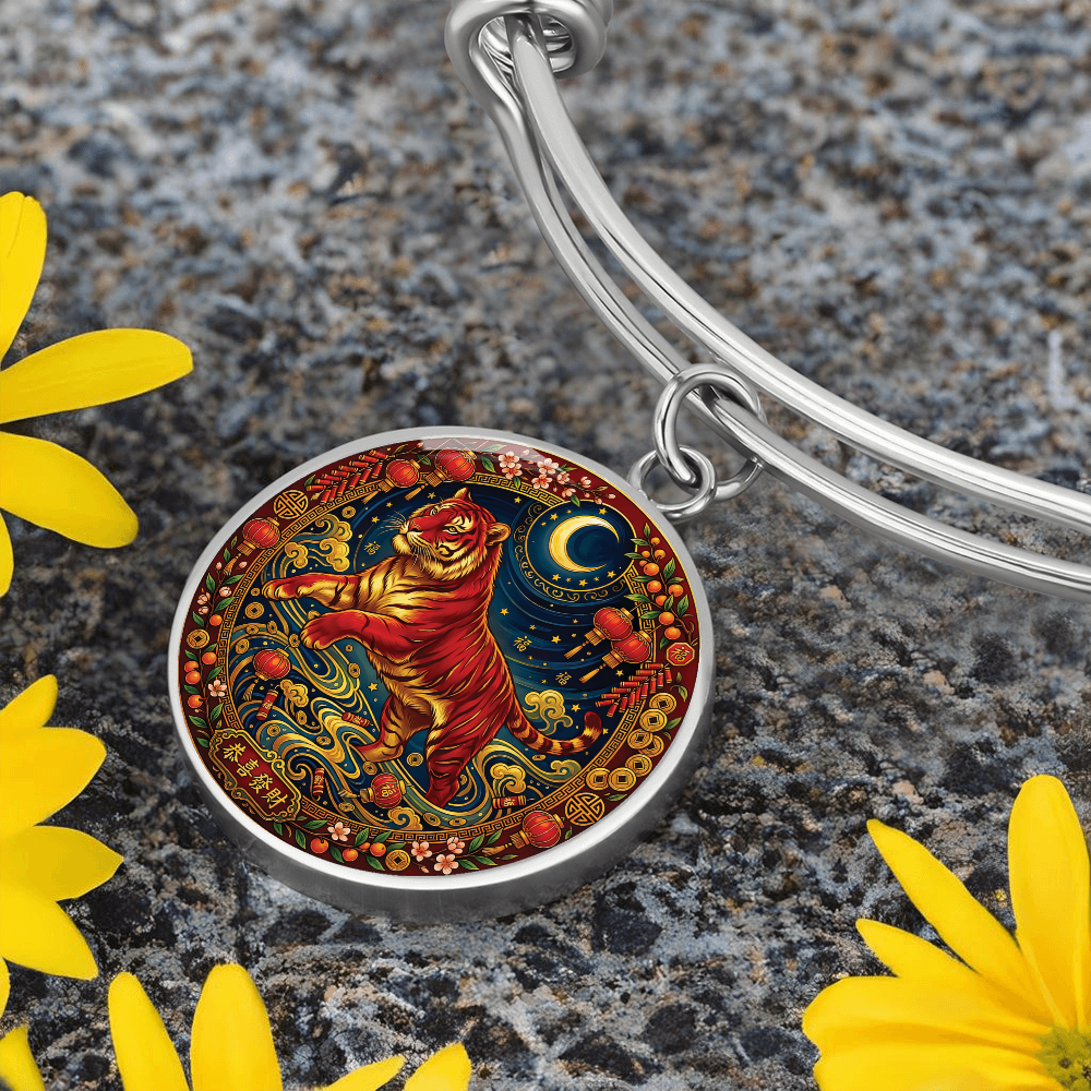 Year of The Tiger Bracelet - Chinese Zodiac Animal Charm Pendant Jewelry
