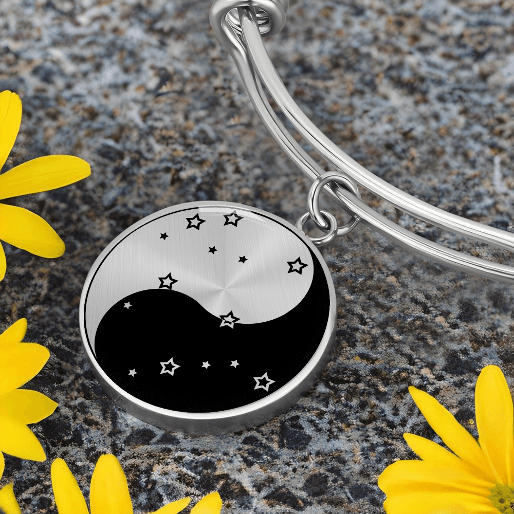 Gemini Yin Yang Pendant Bracelet - Zodiac Constellation Jewelry