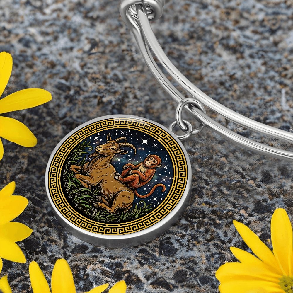 Monkey & Goat Bracelet - Couples Chinese Zodiac Animal Pendant Jewelry