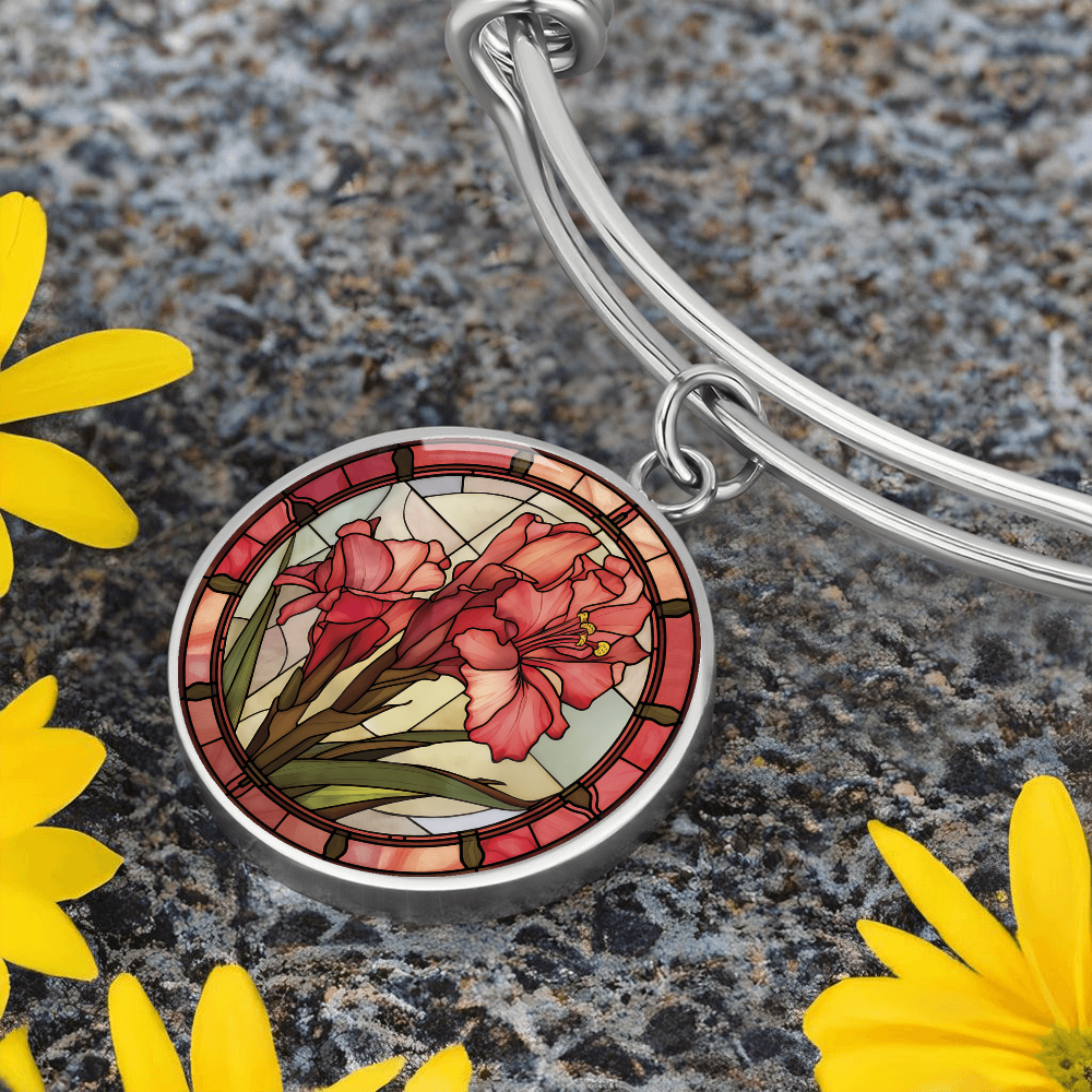 Gladiolus Bracelet - August Birth Flower Pendant Jewelry