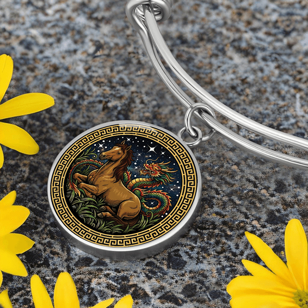 Dragon & Horse Bracelet - Couples Chinese Zodiac Animal Pendant Jewelry