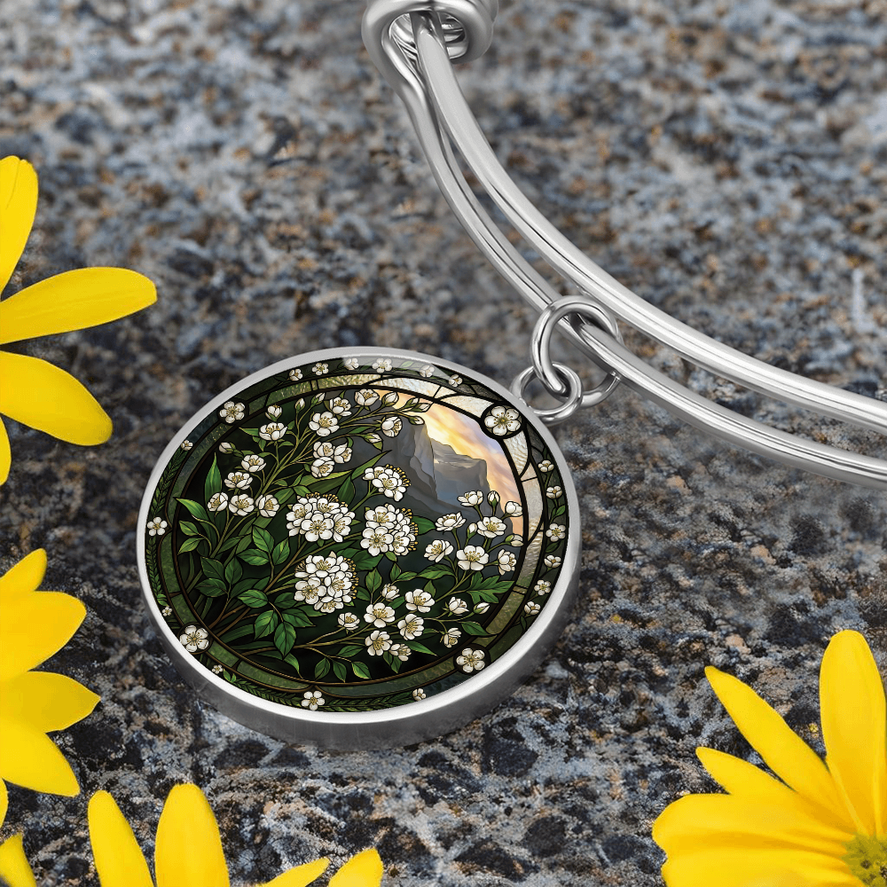 White Hawthorn Bracelet - May Birth Flower Pendant Jewelry