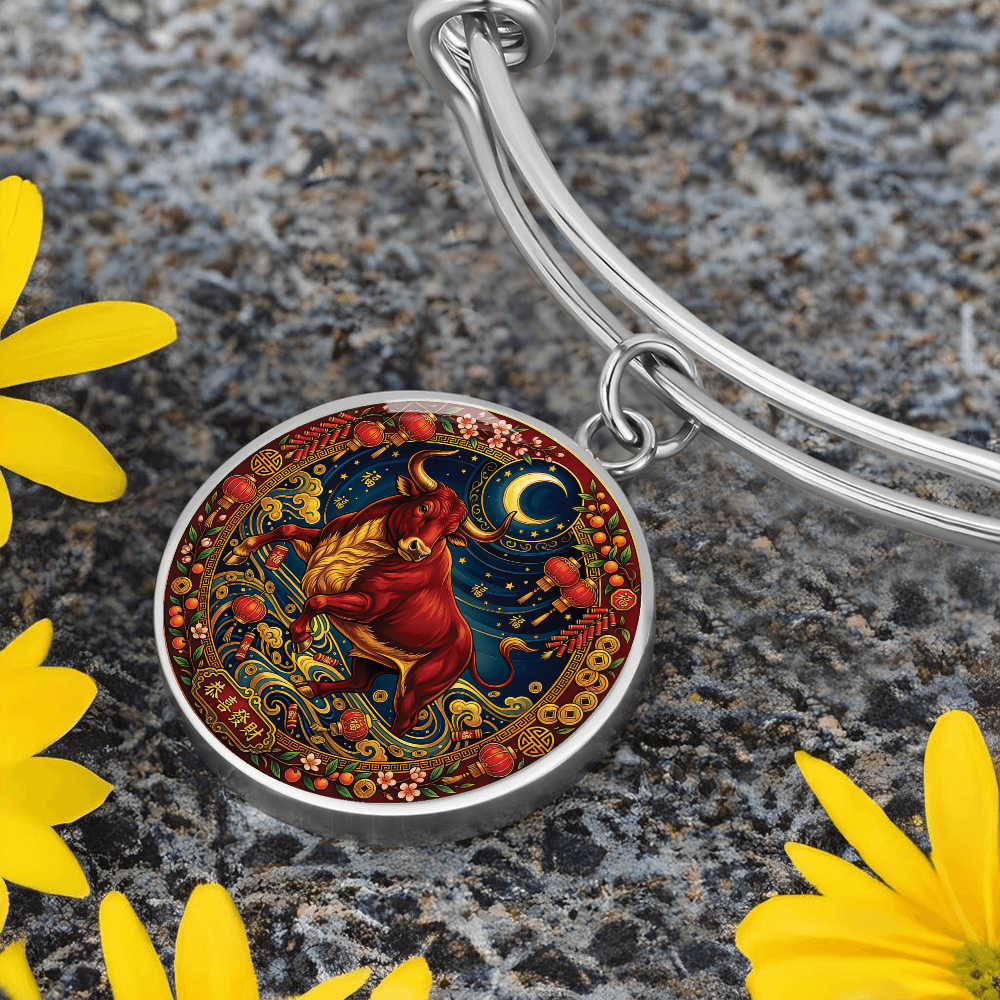 Year of The Ox Bracelet - Chinese Zodiac Animal Charm Pendant Jewelry