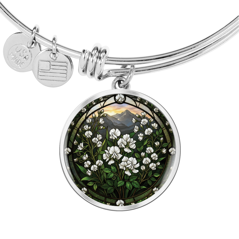 White Sweet Pea Bracelet - April Birth Flower Pendant Jewelry