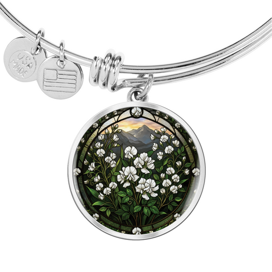 White Sweet Pea Bracelet - April Birth Flower Pendant Jewelry