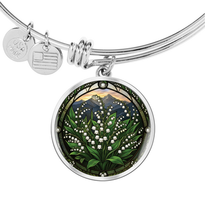 White Lily of the Valley Bracelet - May Birth Flower Pendant Jewelry