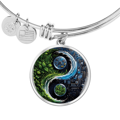 Nature & Circuit Yin Yang Pendant Bracelet