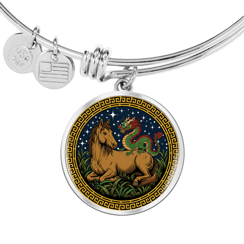 Dragon and Horse Bracelet - Couples Chinese Zodiac Animal Pendant Jewelry