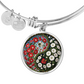 Red and White Morning Glory Yin Yang Bracelet - September Birth Month Flower Pendant Jewelry