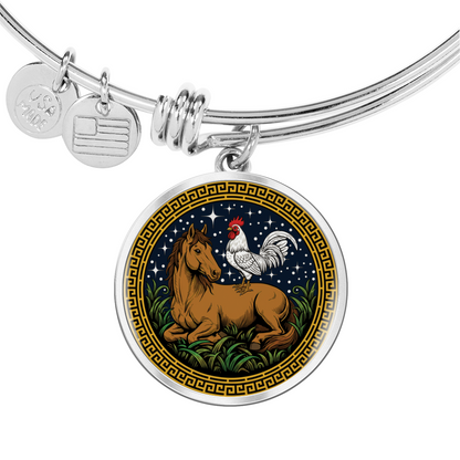 Rooster and Horse Bracelet - Couples Chinese Zodiac Animal Pendant Jewelry