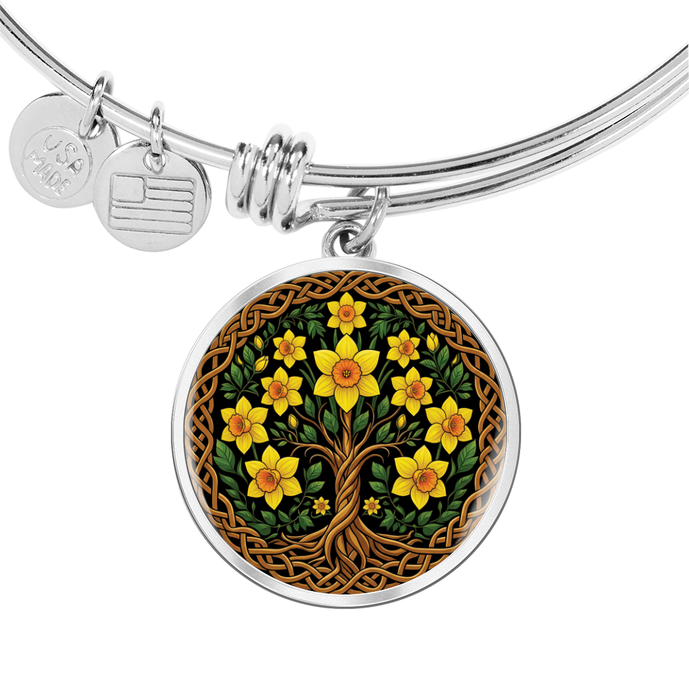 Celtic Tree of Life Pendant Bracelet - Jonquil March Birth Flower Jewelry