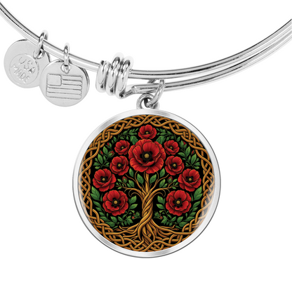 Celtic Tree of Life Pendant Bracelet - Poppy August Birth Flower Jewelry