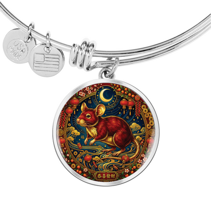 Year of The Rat Bracelet - Chinese Zodiac Animal Charm Pendant Jewelry