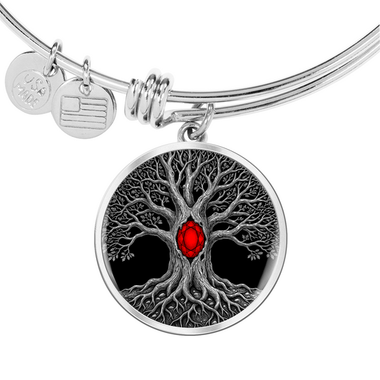 Tree of Life Bracelet - Red Birthstone Design