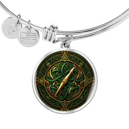 Celtic Compass Rose Bracelet - Green Celtic Pendant Jewelry