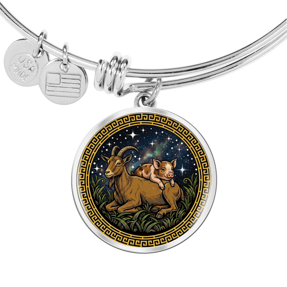 Pig & Goat Bracelet - Couples Chinese Zodiac Animal Pendant Jewelry