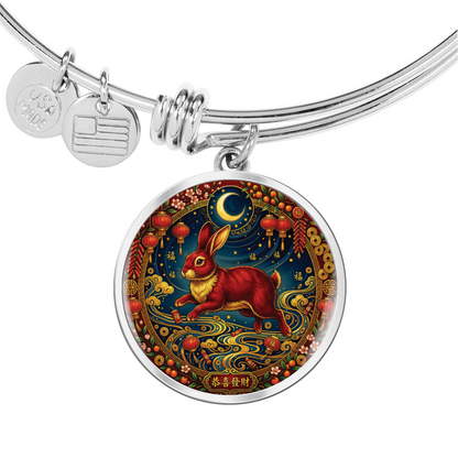 Year of The Rabbit Bracelet - Chinese Zodiac Animal Charm Pendant Jewelry