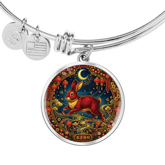 Year of The Rabbit Bracelet - Chinese Zodiac Animal Charm Pendant Jewelry