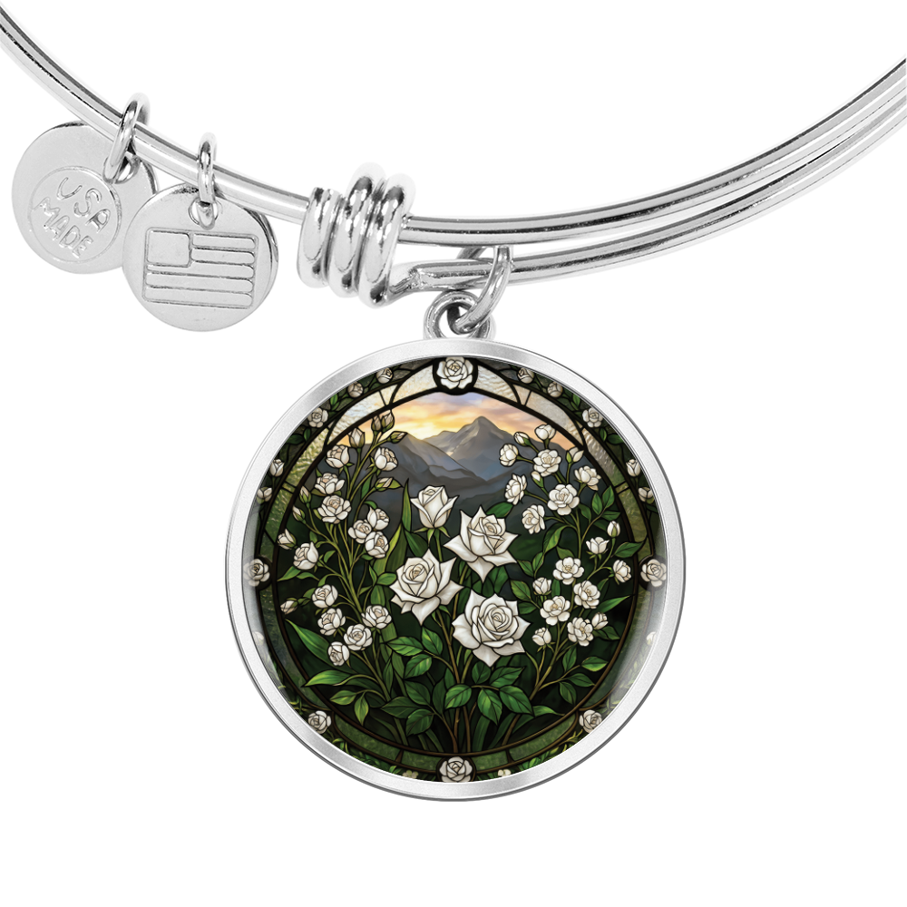 White Rose Bracelet - June Birth Flower Pendant Jewelry