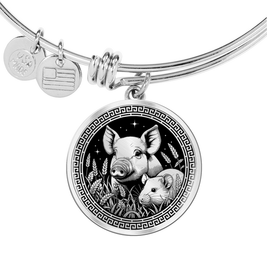 Rat & Pig Bracelet - Couples Chinese Zodiac Pendant Jewelry