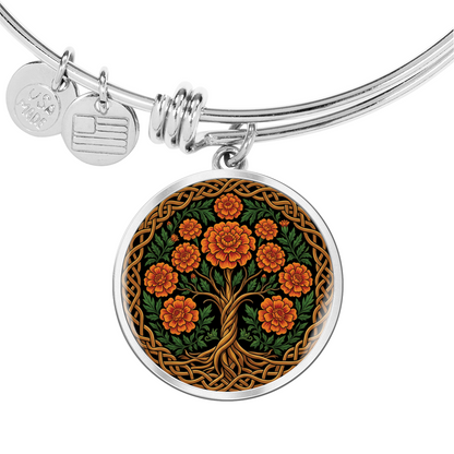 Celtic Tree of Life Pendant Bracelet - Marigold October Birth Flower Jewelry