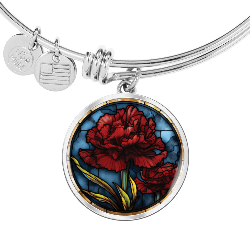 Carnation Bracelet - January Birth Flower Pendant Jewelry