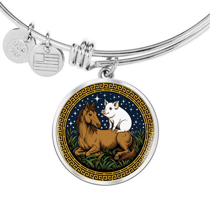 Pig and Horse Bracelet - Couples Chinese Zodiac Animal Pendant Jewelry