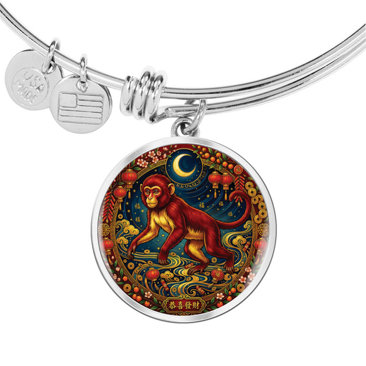 Year of The Monkey Bracelet - Chinese Zodiac Animal Charm Pendant Jewelry