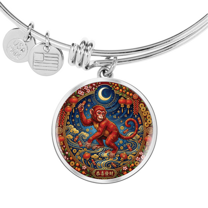 Year of The Monkey Bracelet - Chinese Zodiac Animal Charm Pendant Jewelry