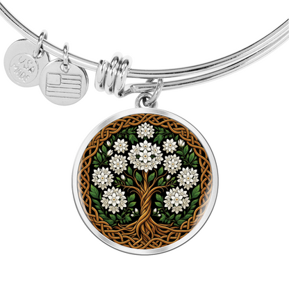 Celtic Tree of Life Pendant Bracelet - Narcissus December Birth Flower Jewelry