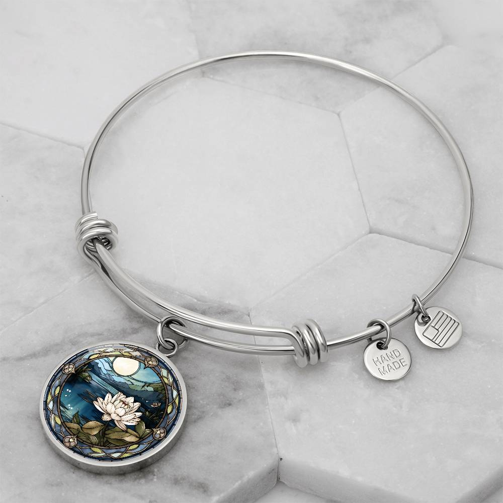 Water Lily Bracelet - July Birth Flower Pendant Jewelry