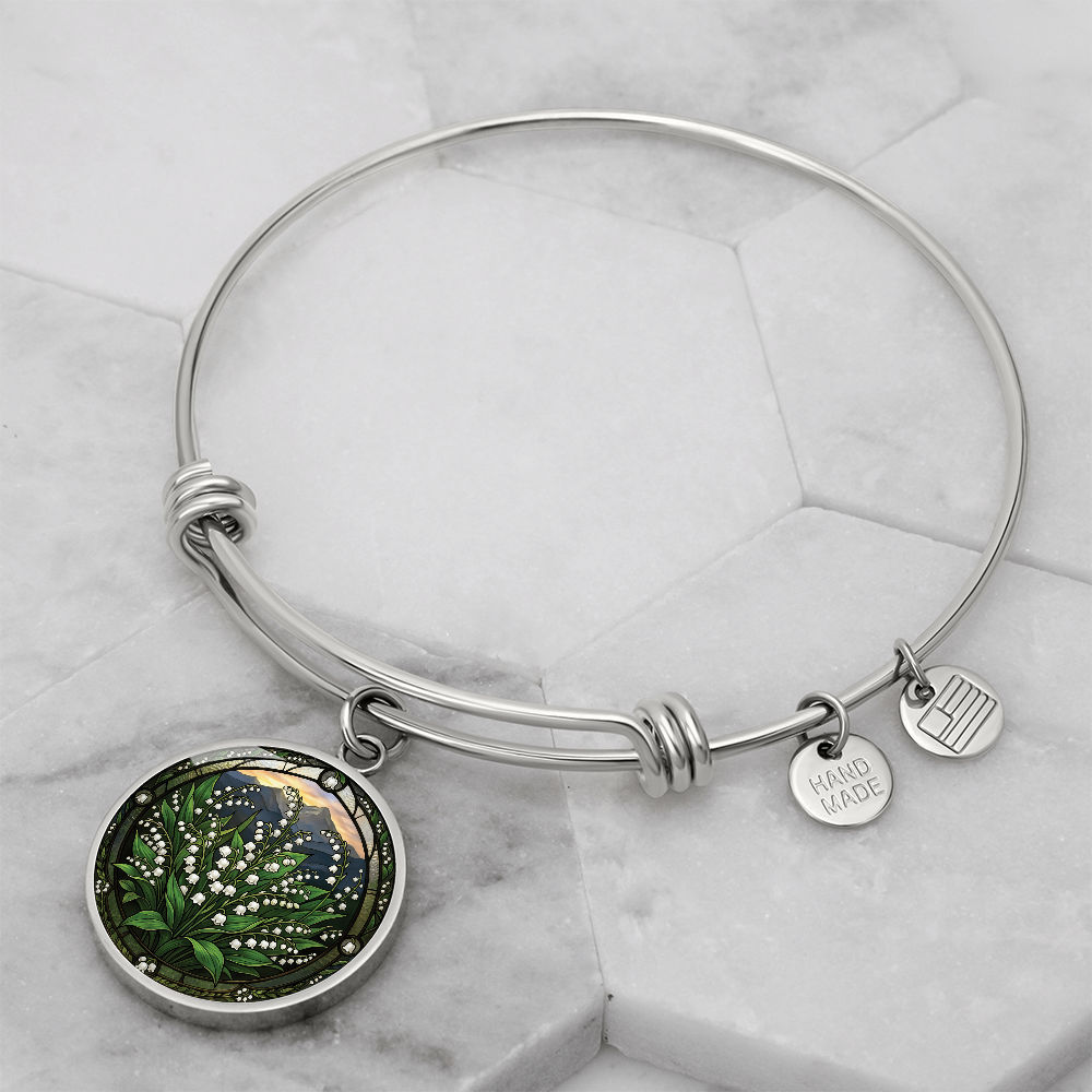 White Lily of the Valley Bracelet - May Birth Flower Pendant Jewelry