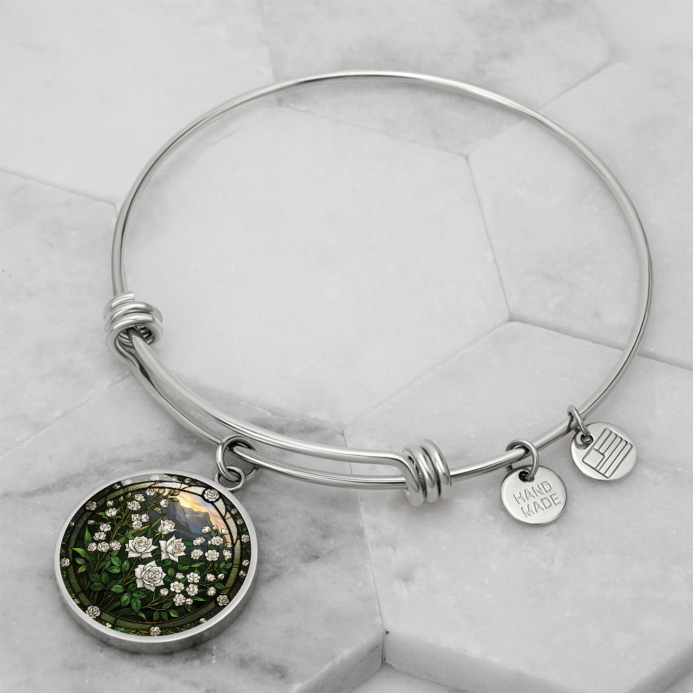 White Rose Bracelet - June Birth Flower Pendant Jewelry