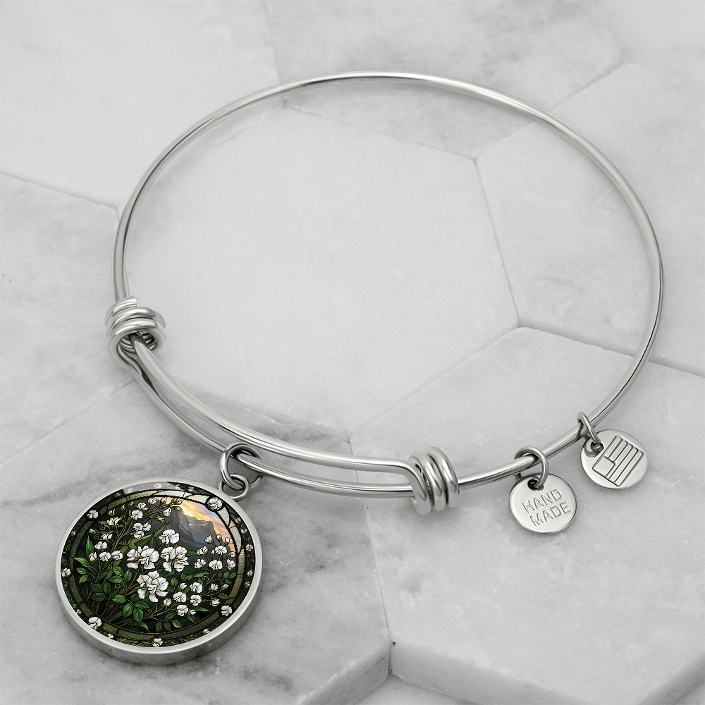 White Sweet Pea Bracelet - April Birth Flower Pendant Jewelry