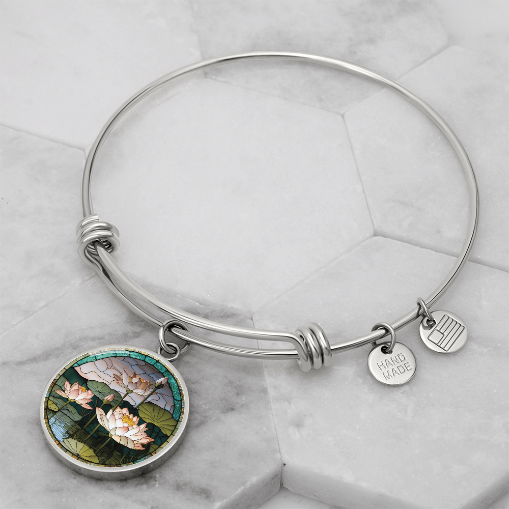 Water Lily Bracelet, July Birth Flower Pendant Jewelry