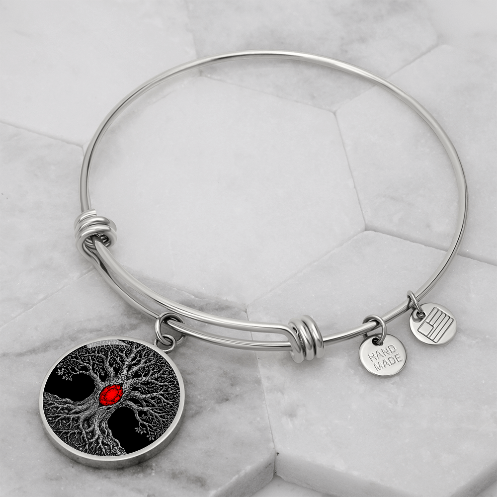 Tree of Life Bracelet - Red Birthstone Design