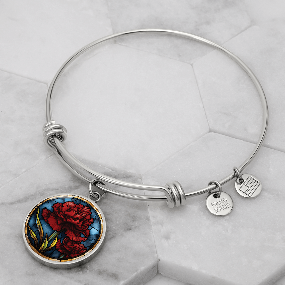 Carnation Bracelet - January Birth Flower Pendant Jewelry