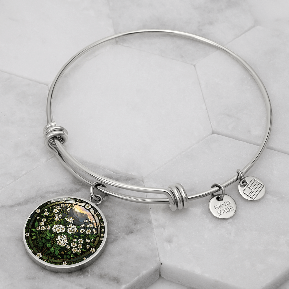 White Hawthorn Bracelet - May Birth Flower Pendant Jewelry