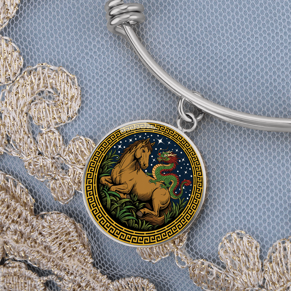 Dragon and Horse Bracelet - Couples Chinese Zodiac Animal Pendant Jewelry