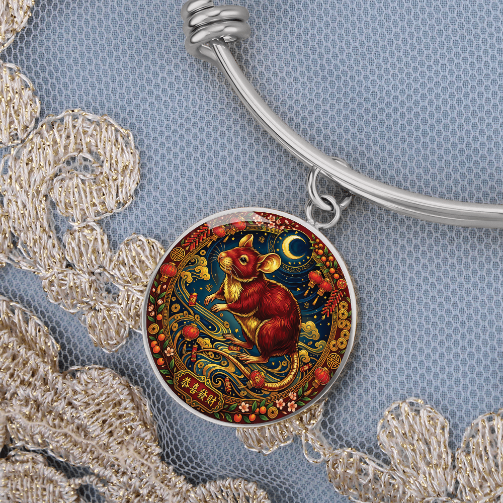 Year of The Rat Bracelet - Chinese Zodiac Animal Charm Pendant Jewelry