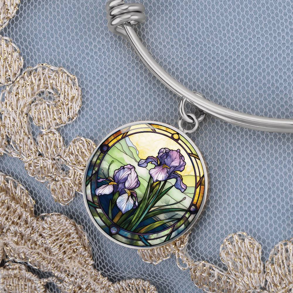 Iris Bracelet - February Birth Flower Pendant Jewelry
