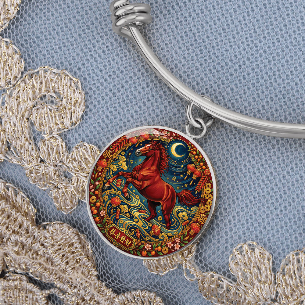 Year of The Horse Bracelet - Chinese Zodiac Animal Charm Pendant Jewelry